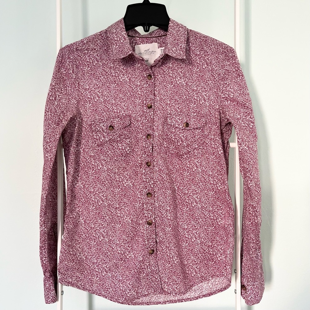 H&M Slim Fit Purple Paisley Shirt